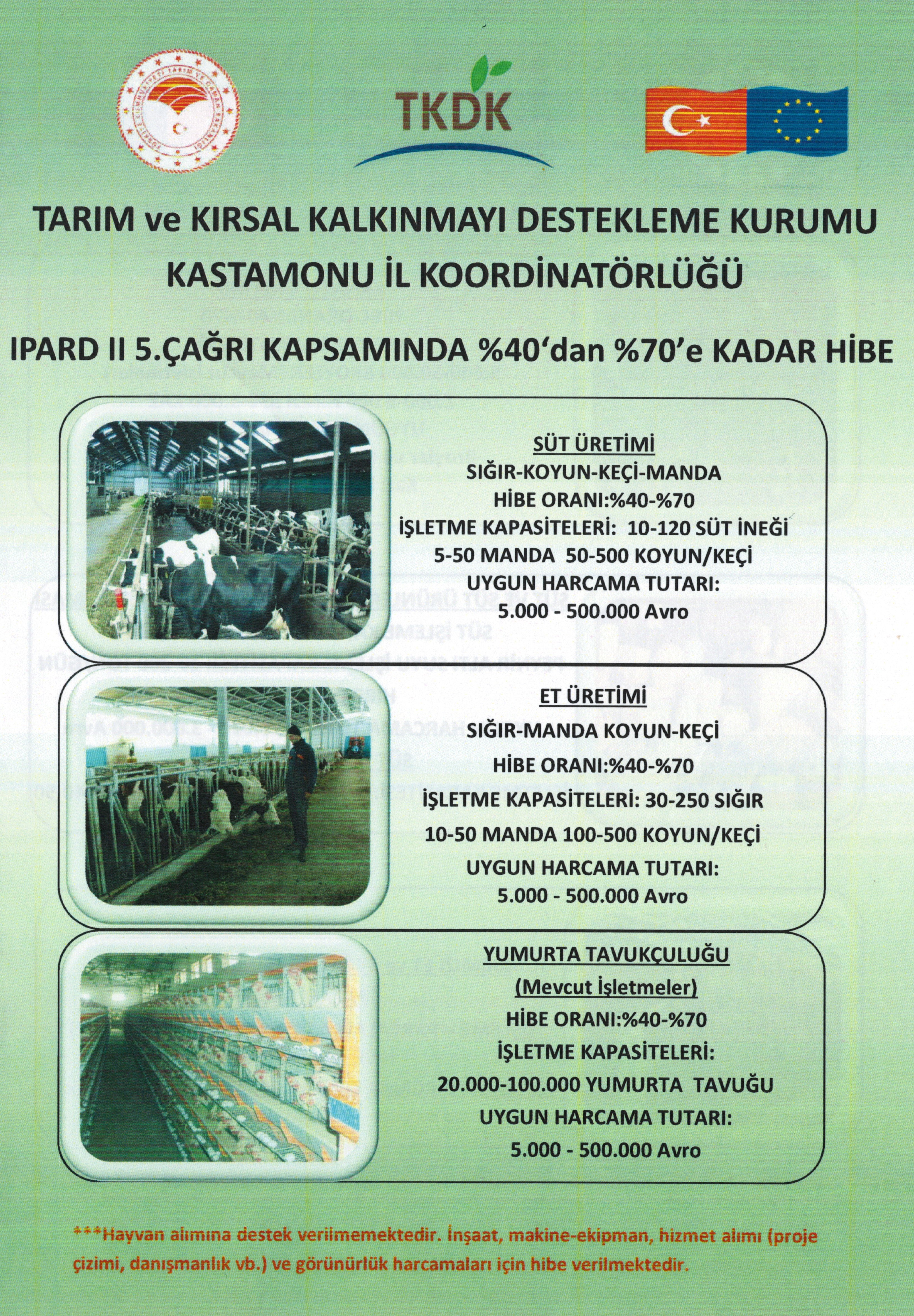 2019 TKDK IPARD II 5. &Ccedil;AĞRI KAPSAMINDA %70'E  VARAN HİBE SE&Ccedil;ENEKLERİ